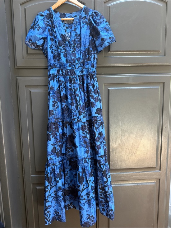 Anthropologie Dresses & Skirts - Anthropologie Somerset Blue Floral Tiered Midi Dress | Size Small | 100% Cotton